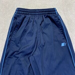 Vintage Starter Mens Track Pants Small Navy Blue Side Stripe Ankle Zip Y2k